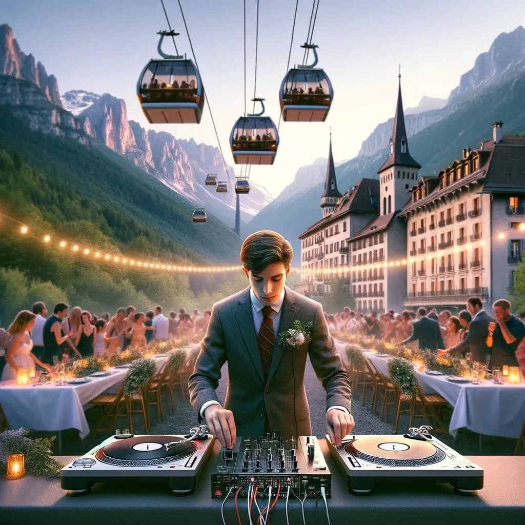 DJ en action lors d'un mariage à Grenoble, animant la soirée avec une sélection musicale entraînante